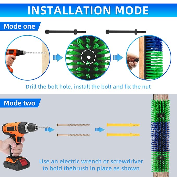 Livestock Scratch Brush for Cattle, Horses, Goats, Cow, Durable Scratching & Massage Grooming Tool for Healthy Coat, Relieves Itching, Easy Install on Fence Posts(2pcs, Green)