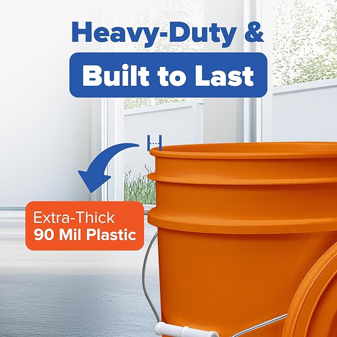ePackageSupply 5 Gallon Bucket with Airtight Lid | Made in USA | Food Grade | Heavy-Duty Premium HPDE Plastic | Durable 90 Mil All Purpose Pail | Easy Stack and Store | BPA Free | 6 Count