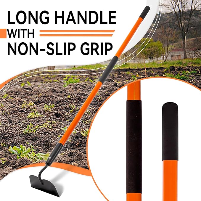 Garden Hoe Tool, 58 Inches Hoe Garden Tool with Fiberglass Long Handle, Heavy Duty Garden Hoe for Weeding