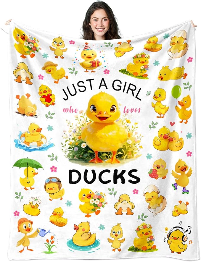 Duck Blanket Duck Gifts for Girls Women Ducks Lovers Soft Flannel Blankets Birthday Gifts Decor Stuff Ducks Themed Throw Blanket 50" x 40"