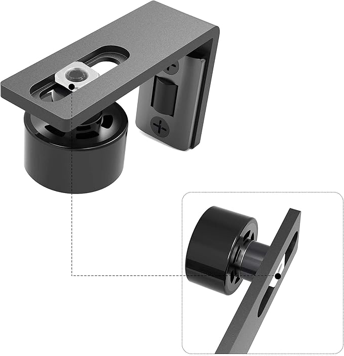 CCJH Sliding Barn Door Floor Guide Adjustable Wall Mounted Bottom Double Rollers Guide Black 1pcs