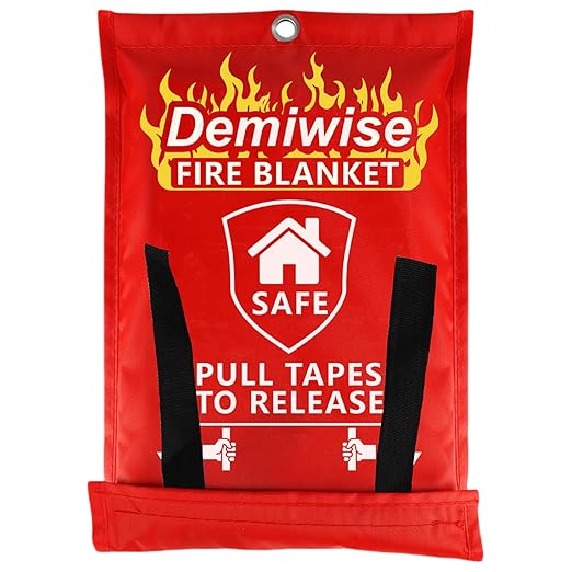 Fire Blanket - Thick Fire Blanket Fire Suppression Blanket - Fire Blankets Emergency for People - Fire Safety Blanket with Emergency Whistles - Fireblanket for Kitchen, Home