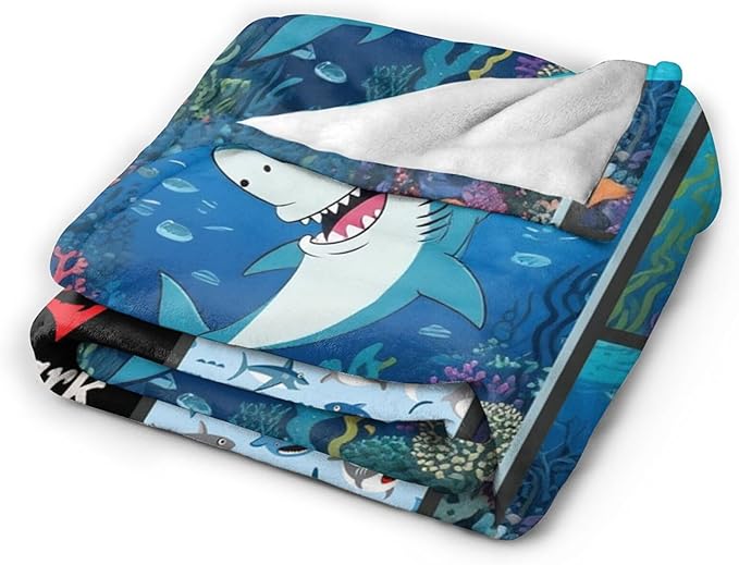 Shark Blanket, Soft Plush Fleece Ocean Animal Throw Blanket - Cozy Warm Stuffed Blankets Bedding Funny Shark Gifts for Women Girls Kids Adults 40"X50"