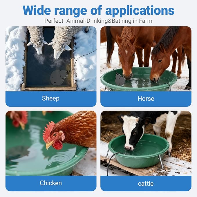 500W Submergible Cast Aluminum De-Icer - Farm Utility Heater for Livestock, Poultry, Horses, Cows, Birds, Wildlife - Bird Bath Water Heater, Indoor/Outdoor Winter Use, 3M Cable (Rdkecho-02)