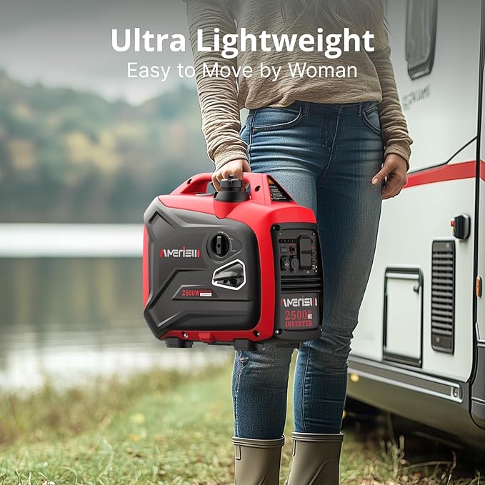 Portable Inverter Generator 2500W Gas Powered, Long Runtime Gas Generator for Home Backup, Emergency, Camping, EPA Compliant 2025 Version