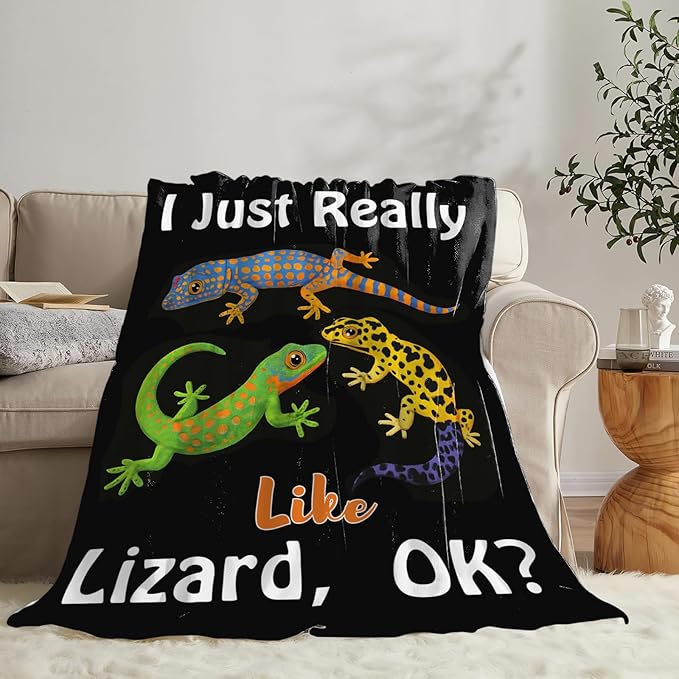Lizard Blanket Gifts for Girls Boys Reptiles Lovers Throw Blankets Cozy Plush Fleece Lizards Decor Flannel Fuzzy for Kids Women Men 80"X60"