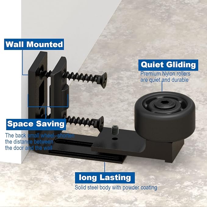 CCJH Sliding Barn Door Floor Guide Adjustable Double Roller Guide Wall Mount
