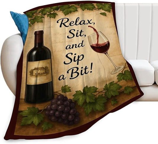 Red Wine Fleece Blanket Grapes Throw Blankets for Girls Boys Super Soft Warm Flannel Vintage Relax Throws Gifts for Men Women Cozy Fuzzy Plush Stuffed Couch Bed Bedding Decor 60"X50"