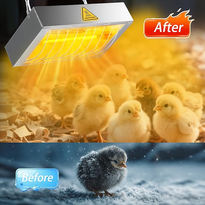 400W Chicken Coop Heater Lamp, Brooder Heat Lamp for Chickens, Adjustable Temp and Height, No Assembly Heater for Chicks Pets Livestock, 1 Pack