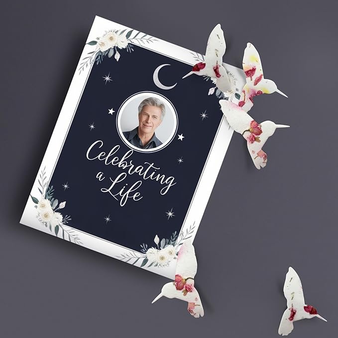 Wildflower Seed Paper - Set of 24 Pink Hummingbird-Shaped with Envelope and Planting Instruction, Writable & Plantable Gift for Plant Lover, Use for Funeral, Memorial, & Celebration of Life