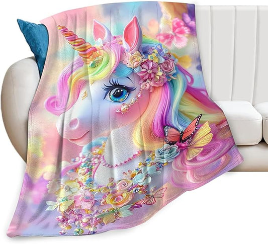 Tijuboni Pink Unicorn Throw Blanket Unicorn Gifts for Girls Women Boys Men Kids Adults Soft Flannel Fleece Blanket for Couch Sofa Bed Home Decor 60"x80"