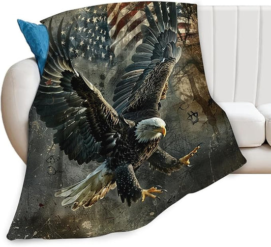 Tijuboni American Eagle Throw Blanket Eagle Gifts for Women Men Girls Boys Kids Adults Soft Flannel Fleece Blanket for Couch Sofa Bed Home Decor 40"x50"