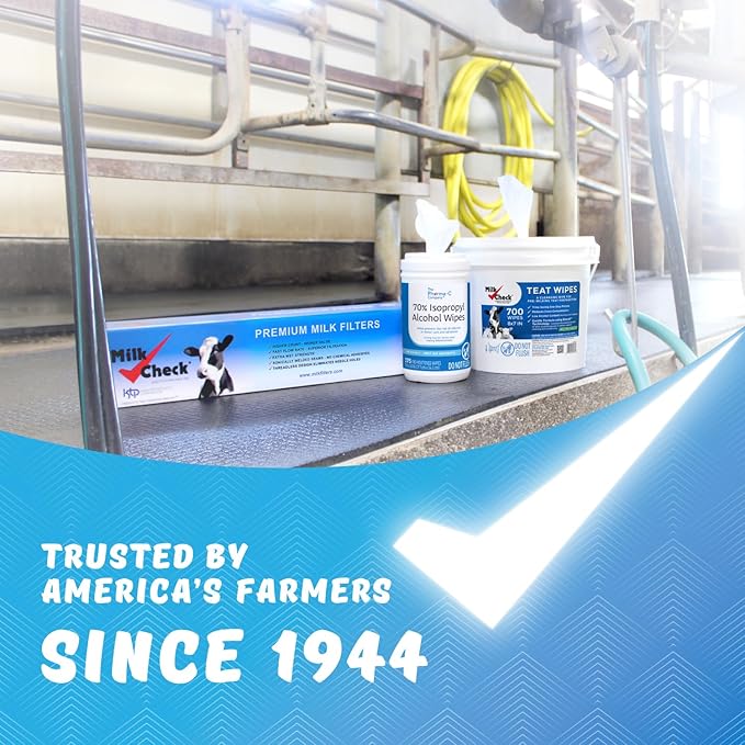 Milk Check Teat Wipes 2 Pack, 1 Pail 1 Refill (1,400 wipes) - Cow, Goat, Sheep Udder Prep - 7 inch x 8 inch Wipes. Reclosable Pail.