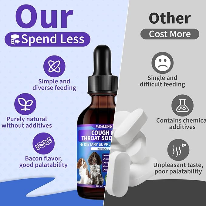 Dog Cough Treatment Support for Dogs - Dog Cough Care Natural Solution for Cough Natural Dog Cough Supplement Herbal Drops Support for All Breeds - 60 ml/2 Fl Oz