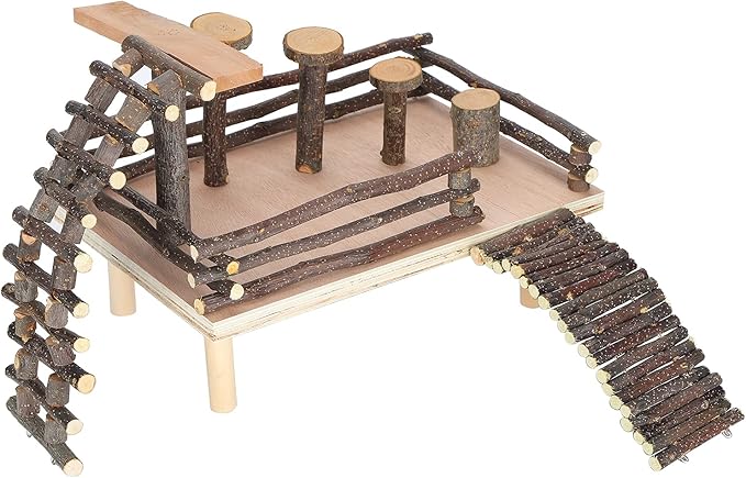 Acouto Small Ladder Playground Ladder Playground Small Pet Applewood Toys Pet Stairs Step Fitness Exercise Toy Animal Climbing Supplies