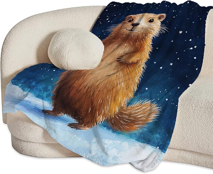 Groundhog Throw Blanket Cozy Plush Groundhog Gifts Blankets Flannel Fleece Lightweight Fuzzy Animal Blanket for Girls Women 50"X40"