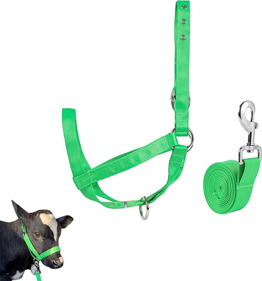 perixir Cow Halter Cattle Halters Calf Halter with Leading Rope，Adjustable Nylon Livestock Cattle Halter，for Miniature Horse Donkey Goat Foal