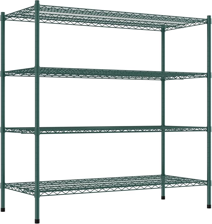 Commercial NSF Listed Green Epoxy Stationary Wire Shelving Kit 24" x 54" x 54", with 4 Shelves Perfect for Warehouse, Walk-in Refrigerator, Freezer, Grocery Store, Restaurant, Dishroom