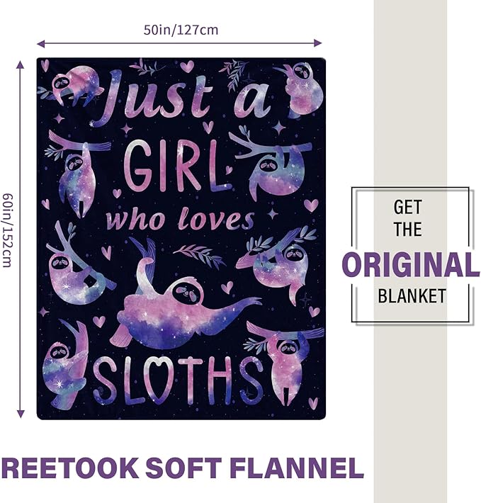 Blanket Gift for Sloth Lovers, Soft Sloth Blanket for Kids Boys, Baby, Sloths Gift for Women, Men, Girls, Warm Baby Blankets Gifts for Christmas Thanksgiving 50x60in