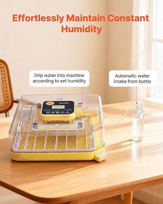 VEVOR 48 Egg Incubator, Automatic Egg Turner with LED Candler, Temperature Display & Auto Humidity Control, 360° View Clear Window, Poultry Eggs Incubator for Hatching Chicks Ducks Goose Quail