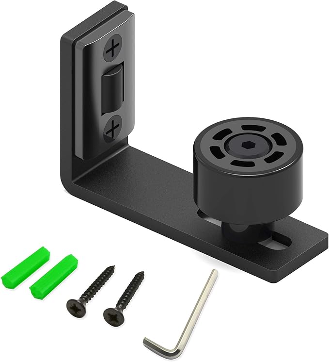 CCJH Sliding Barn Door Floor Guide Adjustable Wall Mounted Bottom Double Rollers Guide Black 1pcs