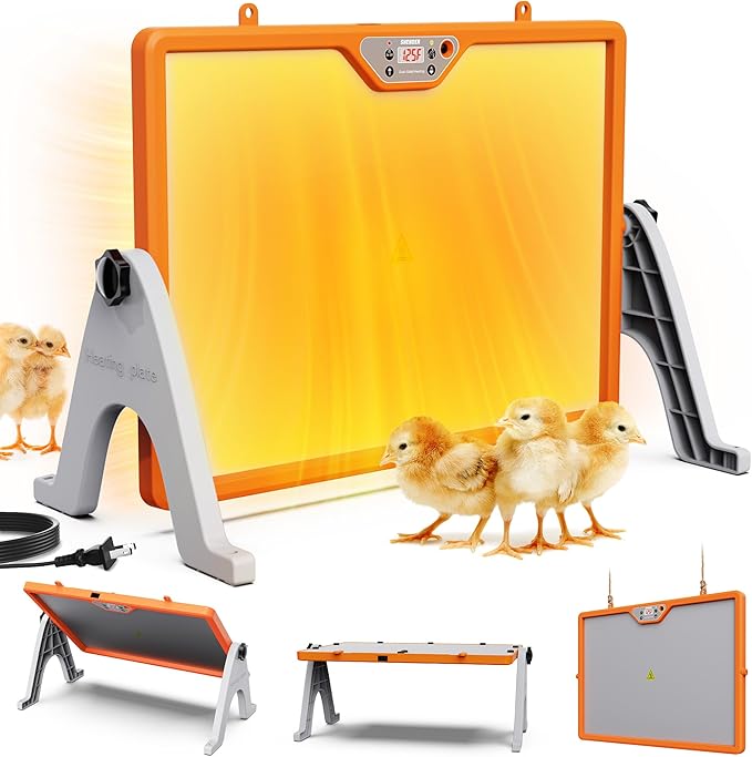 Chicken Coop Heater Dual-Sided 360°, Chicken Heater with Remote Control Temperature & Cycle Work, Brooder Plate for Chicks 17"×13"