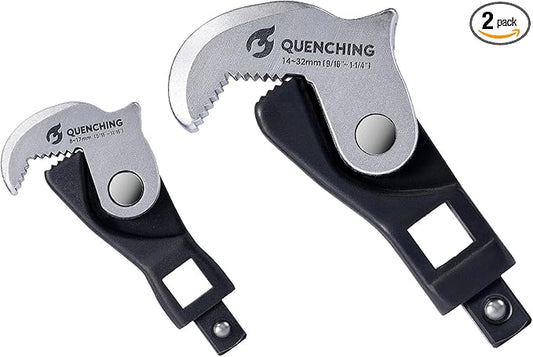 Self-Adjusting Crowfoot Wrench Set – 2-Piece Kit Fits 3/8", 1/2" Drives, Covers 8–32mm, Replaces Multiple Fixed-Size Wrenches