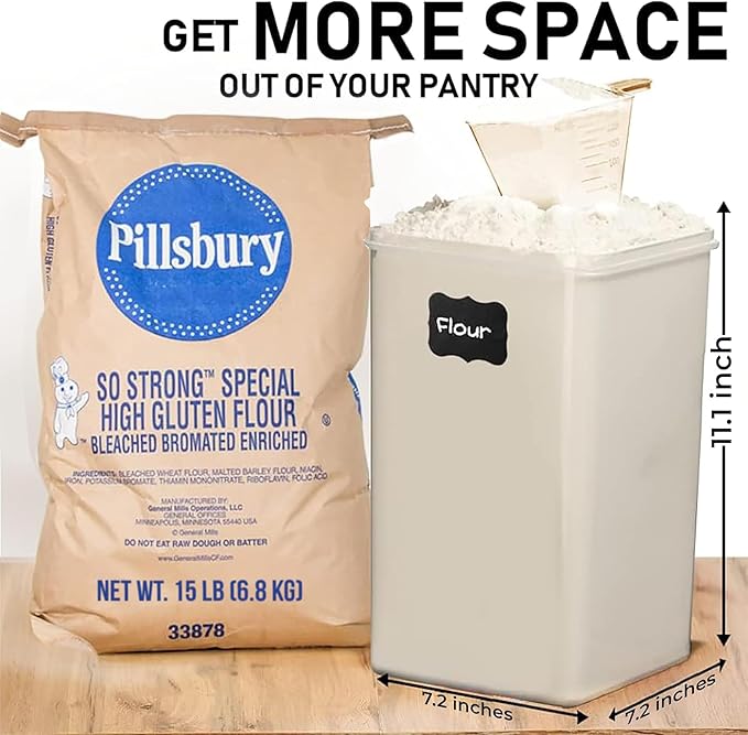 WHITE FEATHER SUPPLIES 2 PC [6.5L / 220 Oz] Large Food Storage Containers with Lids Airtight - BPA Free Clear Plastic Kitchen and Pantry Storage Containers, Bulk Storage for Cereal, Flour, Sugar, Rice