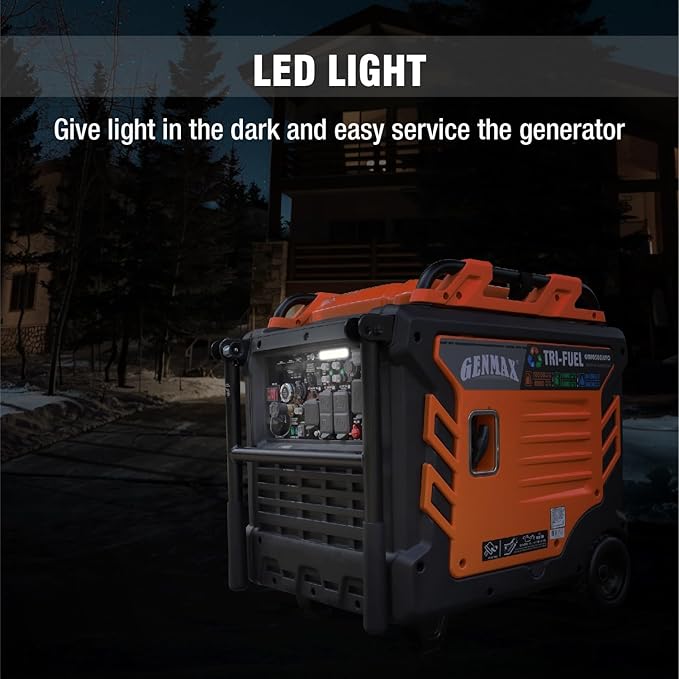 GENMAX Tri Fuel Generator,10500-Watt 458cc Tri Fuel Gasoline Propane Natural Gas Portable 50A Generator with Remote Start,Ideal for Home backup power.