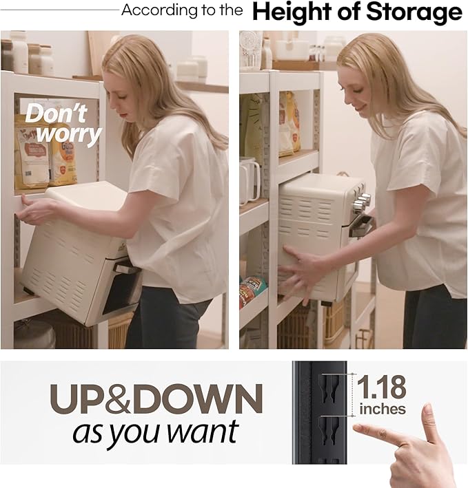 HOMEDANT House 5 Tier Laminated Metal Shelving Unit Adjustable Storage Utility Rack Heavy Duty Shelves Organization Multipurpose Shelf Kitchen Garage Pantry Closet (1, (M) 36.2" W, Black)