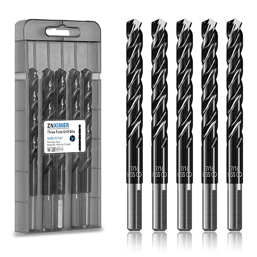 7/16" Triple Spiral Flute Cobalt Drill Bit Set (Pro - TiAlN Coated), Metal Drill Bit Set for Steel, Hardened Metal, Stainless Steel, 5-Piece with Index Storage Case