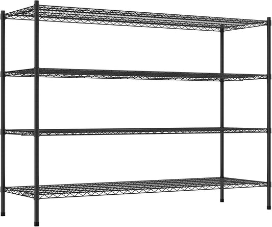 Commercial NSF Listed Black Epoxy Stationary Wire Shelving Kit 24" x 72" x 54", with 4 Shelves Perfect for Warehouse, Walk-in Refrigerator, Freezer, Grocery Store, Restaurant, Dishroom