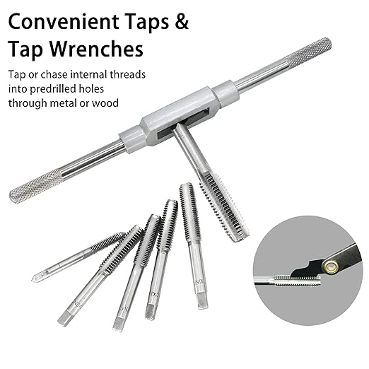 60PCS Tap and Die Set, Metric Standard Size M3 to M12, Threading Tool Set with Complete Accessories and Storage Case, Tap Die Kit for Threading and Rethreading Internal and External Threads