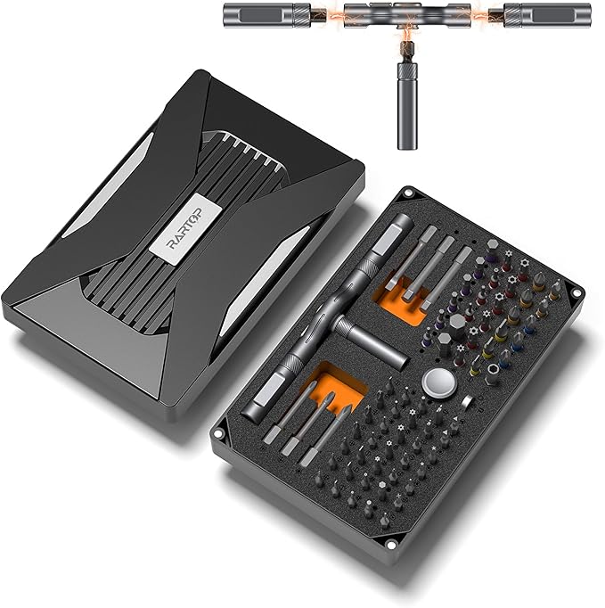 Ratchet Screwdriver Set, 74 in 1 Magnetic Screwdriver Sets, Multi Bit DIY Free Combination S2 Steel Bits, for Furniture Assembly, Precision Electrical Appliance Repair, Bicycle Tools