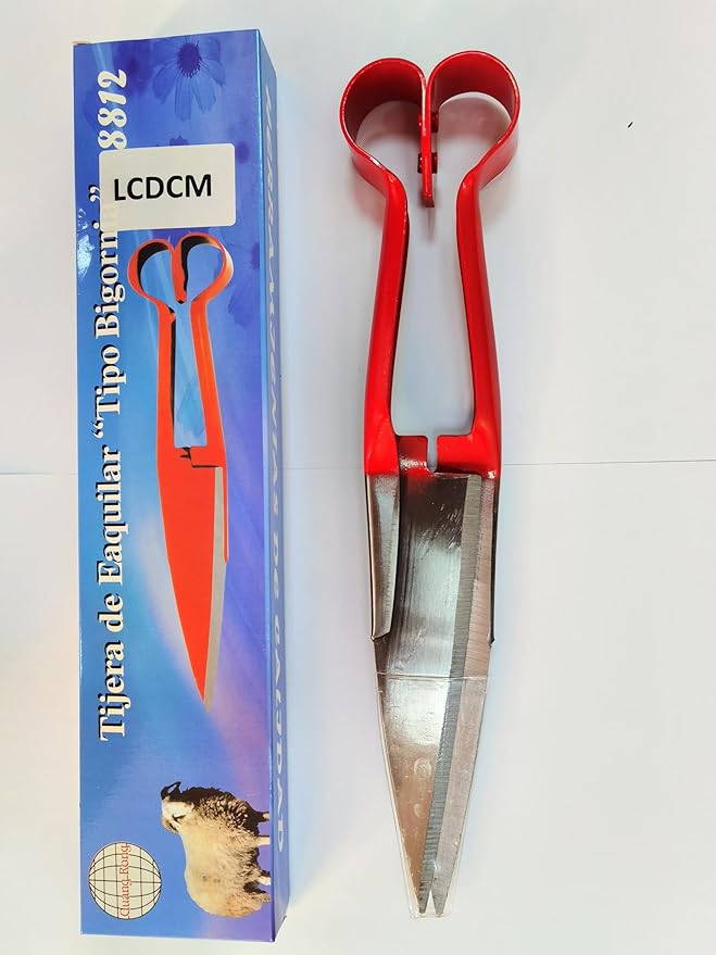 Sheep Shear Grass Shear Alpaca Shears R Shaped Design For Large Thick-Haired Animal Grooming (Red)