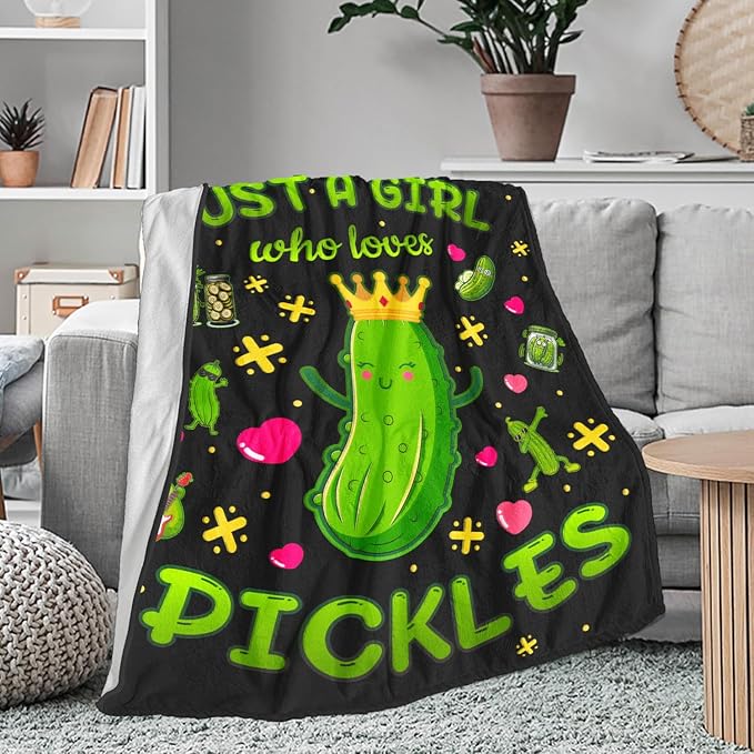 Pickle Blanket Pickle Gifts for Pickle Lovers Pickle Throw Blanket Pickle Bedding Decor Stuff Gifts for Girls Women 60"x50"