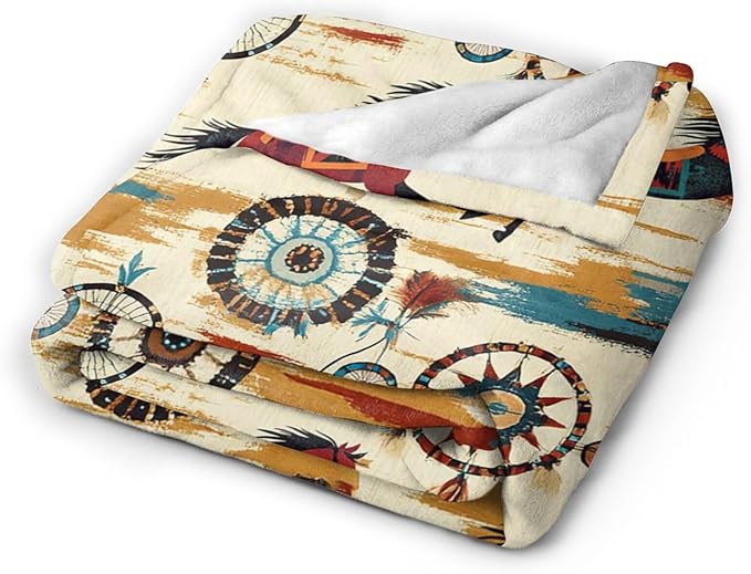 Dynova Horse Blanket Cozy Plush Western Cowboy Throw Blankets Fuzzy Flannel Fleece Cowgirl Native Gifts for Girls Boys Women Men 60"X50"