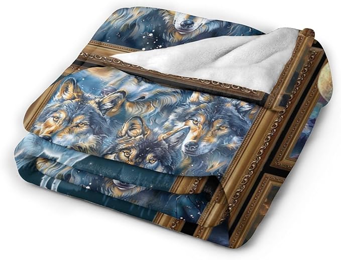 Wolf Blanket Wildlife Throw Blanket Soft Warm Cozy Fuzzy Plush Wolves Throw Blanket Gifts for Girls Women Wolf Lightweight Fleece Flannel Gift Blankets for Kids Adults 40"X50"
