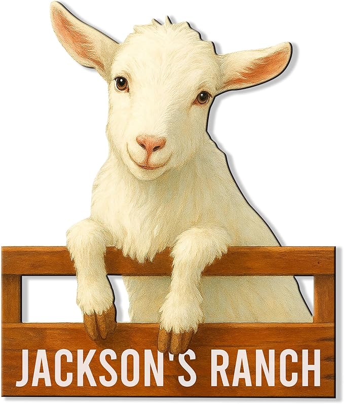 Personalized Goat Metal Sign, Custom Farm Animal Sign for Porch Fence Yard – Home Decor Gift for Goat Owner, Farmers, Homesteaders, Birthday or Housewarming Gifts