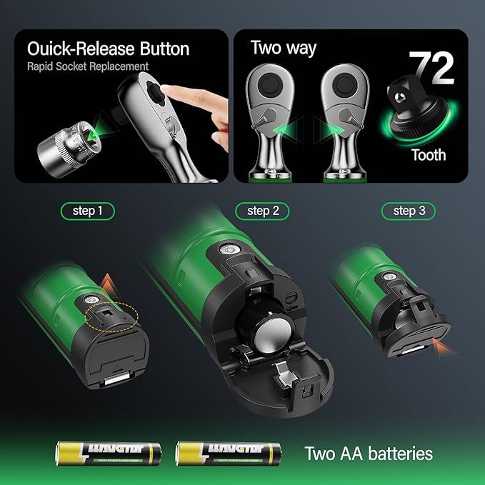 Digital Torque Wrench 3/8, 2.2-44.3 Ft-lbs/3-60 N.m, ±2％ Torque Wrench with Buzzer & LED Indicator for Automotive Motorcycle & Bicycle