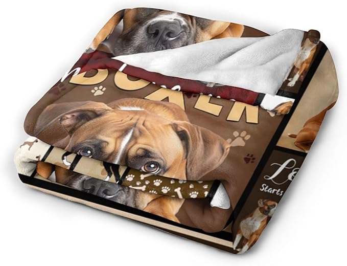 Boxer Dog Blanket, Puppy Throw Blankets, Animal Fuzzy Plush Blanket Ultra Soft for Dog Lover Gift Kids Teens Women Men Girls Boys Stuff Decor for Home Bedding Sofas Couch Camping 60"X50"