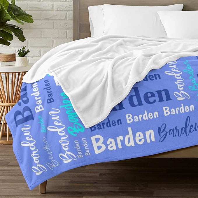Custom Blanket with Name Personalized Blankets for Kids Adult Boys Girls Flannel Monogrammed Customized Blankets Throw (40''x50'')