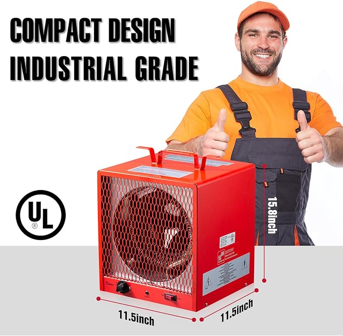 DR. INFRARED HEATER DR-988 240V Electric Industrial Garage, Workshop, Warehouse, Construction Heater, 5600W, Thermostat 37-113 °F, Portable, Wall Ceiling Mount