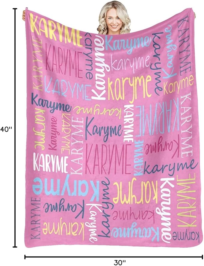 Personalized Blankets with Names Baby Gifts for Girls Boys Custom Soft Fleece and Sherpa Name Blanket for Kids and Adults Birthday for Daughter Son Granddaughter Grandson (Dark Pink)