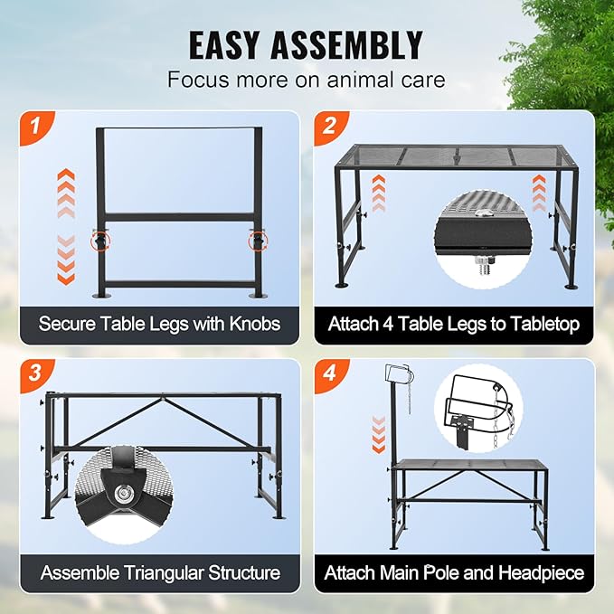 VEVOR Goat Milking Stand, 47x23 inch Livestock Stand, Metal Sheep Milking and Shearing Stand 21" to 33" Adjustable Height, with Headpiece and Nose Loop, 500lbs Loading Weight, Black