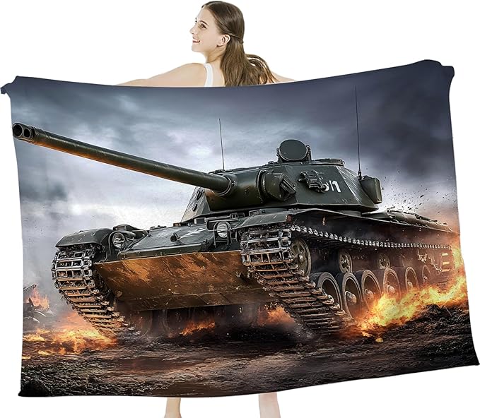 Tijuboni Military Tank Throw Blanket Army Gifts for Boys Men Girls Women Kids Adults Soft Flannel Fleece Blanket for Couch Sofa Bed Home Decor 40"x50"