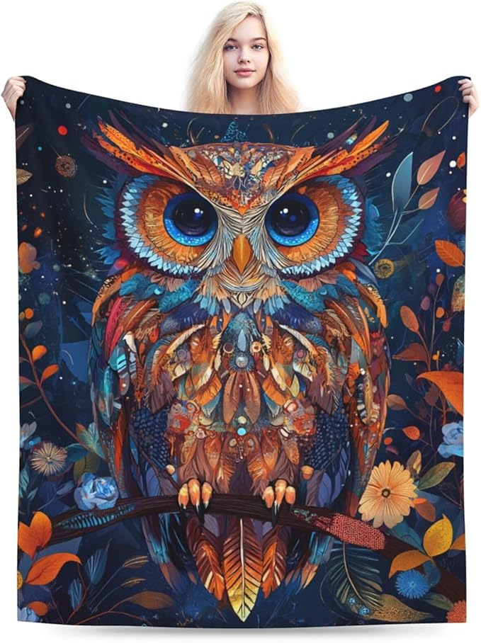 Owl Blanket Owls Throw Blanket Soft Warm Cozy Fuzzy Plush Owl Throw Blanket Gifts for Girls Women Owls Lightweight Fleece Flannel Gift Blankets for Kids Adults 50"X60"