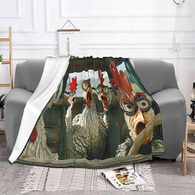 Funny Rooster Throw Blanket Chicken Decor Blanket Super Cozy Plush Lightweight Soft Plush Flannel Fleece Blanket Gifts for Rooster Lover Girls Boys Kids Women Men Teenager for Sofa Bed Couch 60"X50"