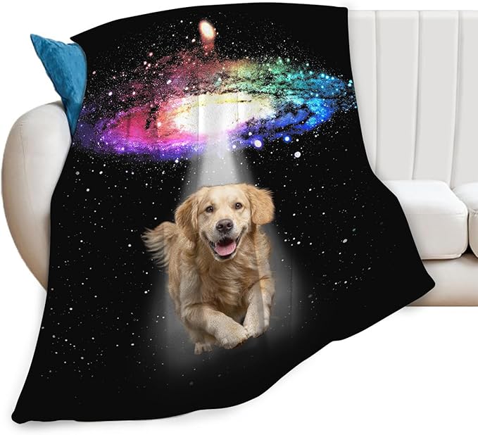 Dynova Golden Retriever Blanket Dog Lovers Gifts Cozy Plush Funny Galaxy Throw Blankets Fuzzy Flannel Fleece for Girls Boys Women Men 80"X60"