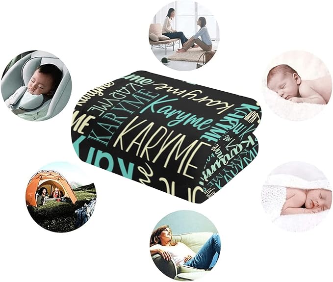 Personalized Blankets with Names Baby Gifts for Girls Boys Custom Soft Fleece and Sherpa Name Blanket for Kids and Adults Birthday for Daughter Son Granddaughter Grandson (Black)